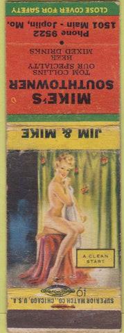 Matchbook Cover - Miek's Southtowner Joplin MO Pinup WORN