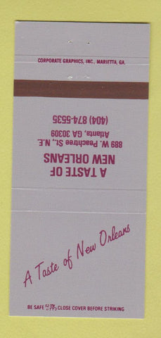 Matchbook Cover - A Taste of New Orleans Atlanta GA 30 Strike