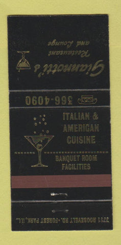 Matchbook Cover - Giannotti's Restaurnt Forest Park IL 30 Strike