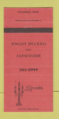 Matchbook Cover - Ricardo's Restaurant Columbus OH 30 Strike