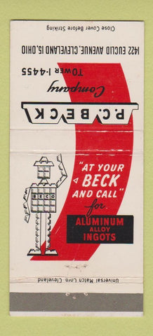Matchbook Cover - PC Beck Aluminum Alloy Ingots Cleveland OH 30 Strike