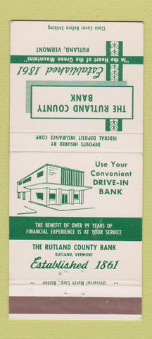 Matchbook Cover - Rutland County Bank VT 30 Strike
