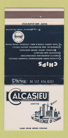 Matchbook Cover - Calcasieu Home Improvements Lumber Austin TX 30 Strike