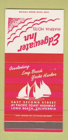 Matchbook Cover - Edgewater Inn Marina Hotel Long Beach CA WEAR 30 Strike