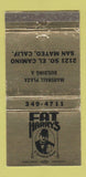 Matchbook Cover - Fat Harry's Restaurant San Mateo CA WEAR 30 Strike