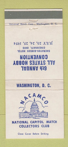 Matchbook Cover Nacamco Match Club Convention Cincinnati OH 1954 WEAR 30 Strike