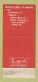 Matchbook Cover - Excel Corp Windows Elkhart IN 1953 WEAR 30 Strike