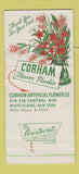 Matchbook Cover - Corham Flower Studio White Plains NY Artificial  30 Strike