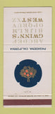 Matchbook Cover - Gwinn's West restaurant Pasadena CA 30 Strike