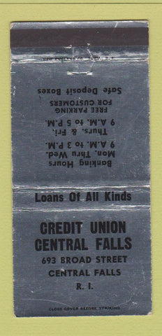Matchbook Cover - Credit Union Central Falls RI WEAR 30 Strike