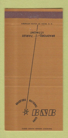 Matchbook Cover - Bradford National Bank Fairlee VT 30 Strike