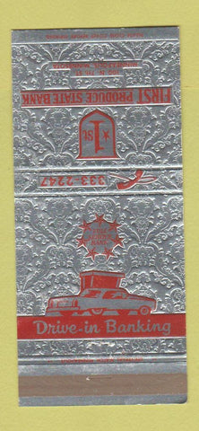 Matchbook Cover - First Produce State Bank Minneapolis MN 30 Strike