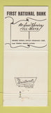 Matchbook Cover - First National Bank Karney NE 30 Strike
