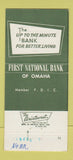 Matchbook Cover - First National Bank Omaha NE 30 Strike