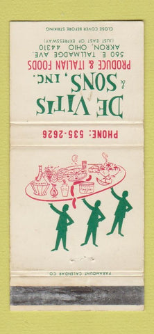 Matchbook Cover - De Vitis & Sons Italian Foods Akron OH WEAR 30 Strike