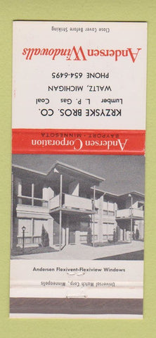 Matchbook Cover - Andersen Windows Krzyske Lumber Walt MI  30 Strike