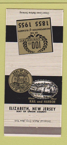 Matchbook Cover - Elizabeth NJ Union County 100th 1955 30 Strike
