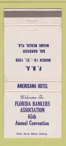 Matchbook Cover Florida Bankers Association Convention Miami 1959 WEAR 30 Strike