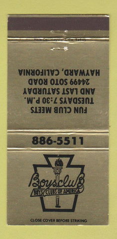 Matchbook Cover - Boys Clubs of America Hayward CA 30 Strike