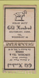 Matchbook Cover - Old Hundred Restaurant Southbury CT WORN TAPED PULLQUICK
