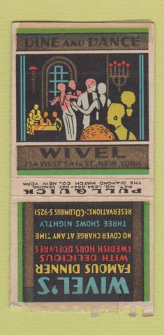 Matchbook Cover - Wivel's Restaurant deco New York City WORN TAPED PULLQUICK
