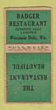 Matchbook Cover - Badger Restaurant Wisconsin Dells WI PULLQUICK WORN