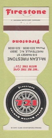 Matchbook Cover - Firestone Tires Fayetteville NC McLEan