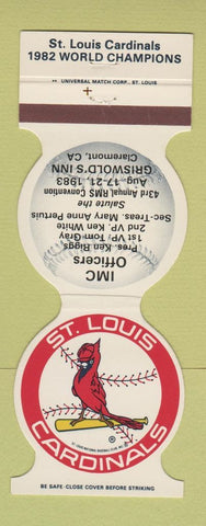 Matchbook Cover - St Louis Cardinals Baseball 1983 IMC Claremont CA Match Club