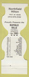 Matchbook Cover - Buffalo Bills Football 1983 Northfield Hilton Troy MI