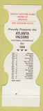 Matchbook Cover - Atlanta Falcons Football 1980 Stadium Hotel