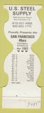 Matchbook Cover - San Francisco 49ers Football 1982 US Steel Supply CA