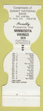 Matchbook Cover - Minnesota Vikings Football 1979 Bank St Paul MN