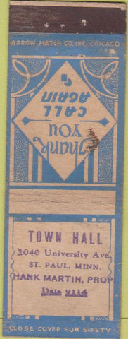 Matchbook Cover - Town Hall ST Paul MN Arrow STAMPED