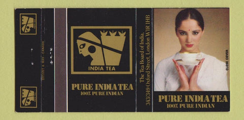 Matchbook Cover - Pure India Tea London UK England girlie 30 Strike