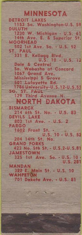 Matchbook Cover - Minnesota ND Match Corp BLANK PRINTING ERROR wear