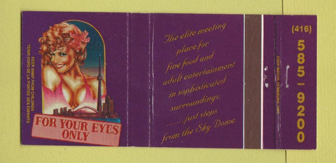 Matchbook Cover - For Yours Eyes Only girlie Toronto ON strip club? 30 Strike