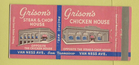 Matchbook Cover - Grison's Steak Chop House San Francisco CA 30 Strike
