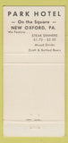Matchbook Cover - Park Hotel New Oxford PA 30 Strike