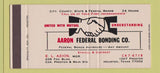 Matchbook Cover - Aaron Federal Bonding Houston TX SAMPLE 30 Strike