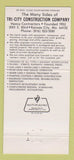 Matchbook Cover - Tri City Construction Kansas City MO 30 Strike