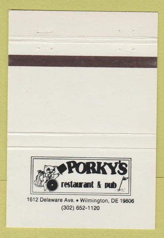 Matchbook Cover - Porky's Restaurant Pub Wilmington DE 40 Strike