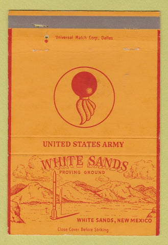 Matchbook Cover - White Sands Proving Ground NM Army PX 40 Strike