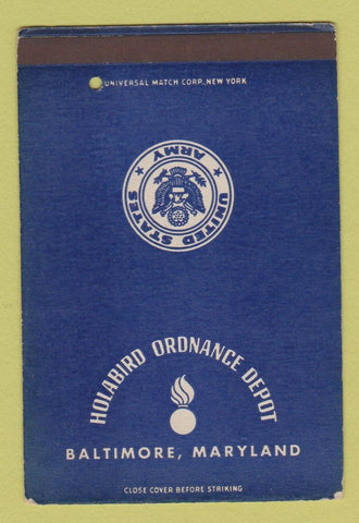 Matchbook Cover - Holabird Ordnance Depot Baltimore MD SAMPLE 40 Strike