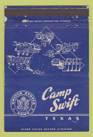 Matchbook Cover - Camp Swift TX Army postcard WEAR 40 Strike