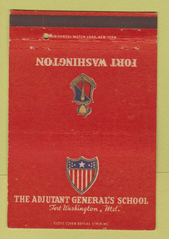 Matchbook Cover Adjutant General's School Fort Washington MD postcard 40 Strike