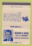 Matchbook Cover - Richard Dick Nixon President RMS Match #1 WORN 40 Strike