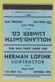 Matchbook Cover - Holland Smith Lumber Cheyenne WY Herman Lofink 40 Strike