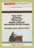 Matchbook Cover - Kubota Tractors Norcross GA 40 Strike