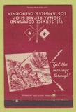 Matchbook Cover - 9th Service Signal Repair Los Angeles CA Military 40 Strike