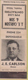 Matchbook Cover - JE Carlson  and  Son Pipe Line Contractors Pampa TX